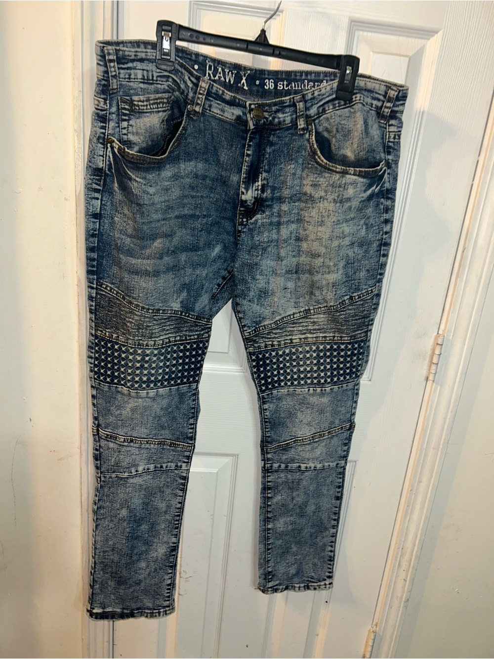 RAW X Slim Moto Jeans in Washed Blue